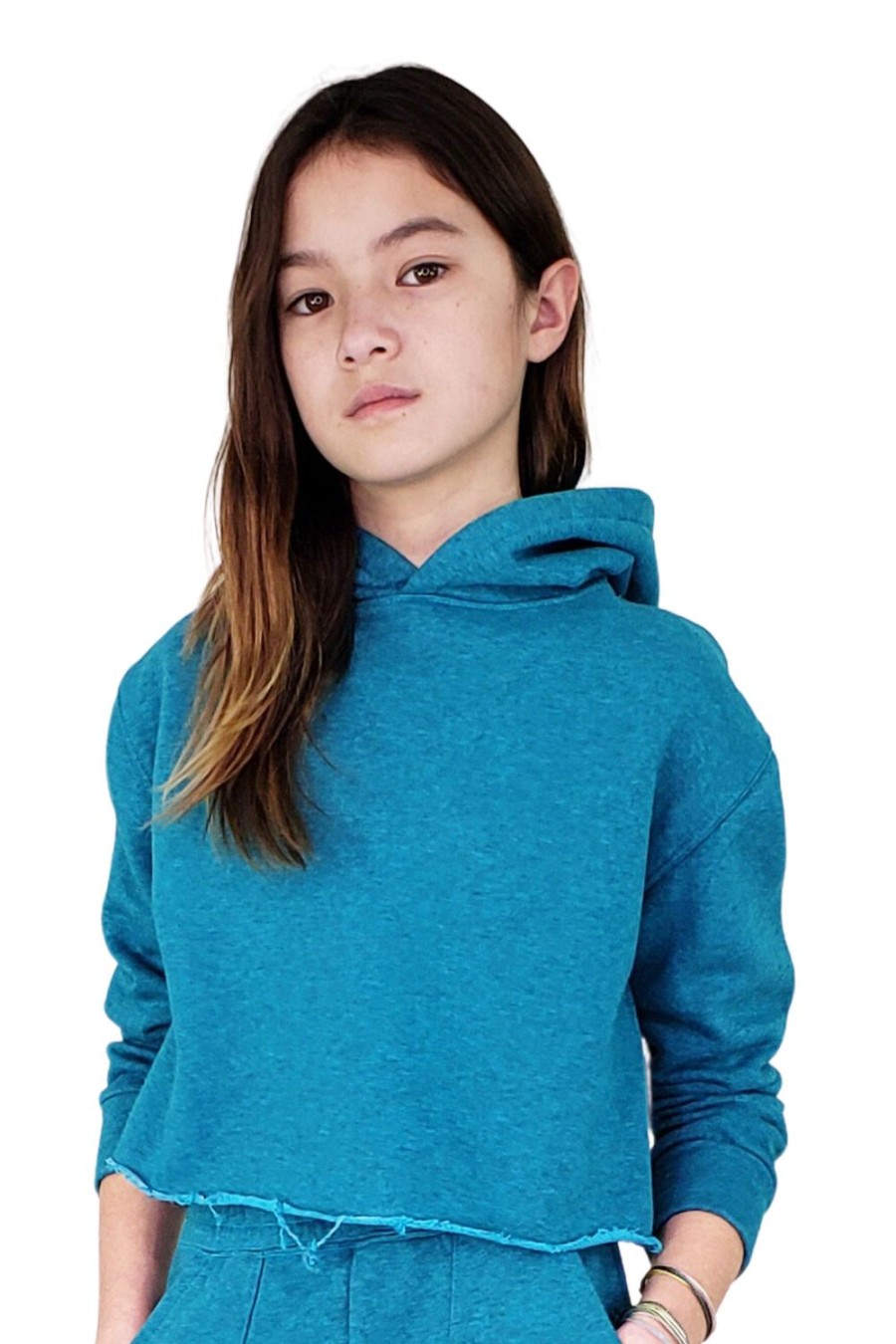 Girls Tractr Hoodie | Color Knit Crop Hoodie