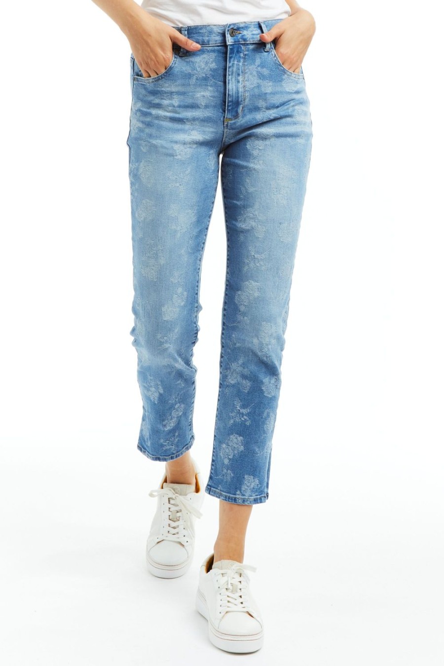 Women Tractr Ankle Length | High Rise Cropped Slim Straight Indigo