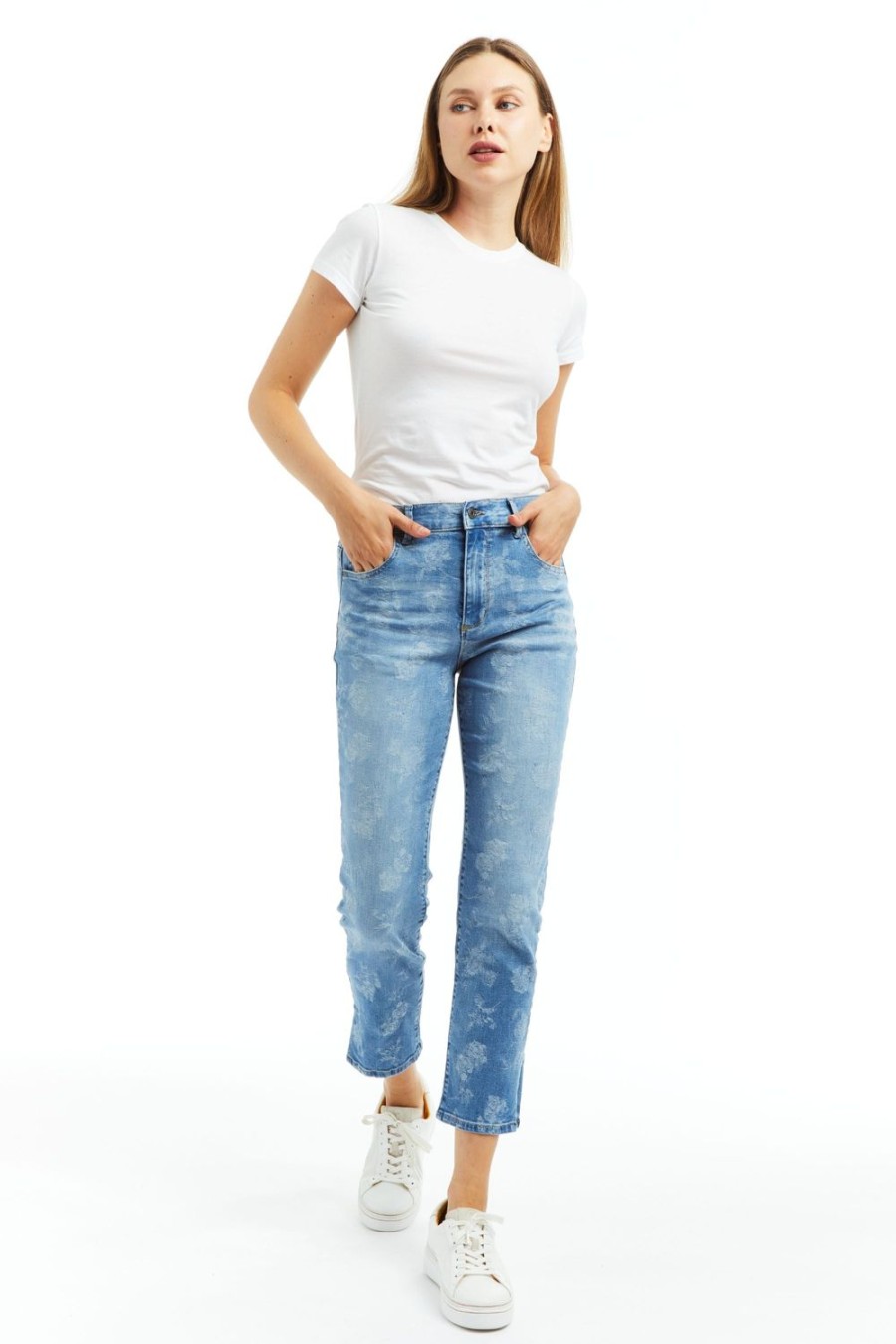 Women Tractr Ankle Length | High Rise Cropped Slim Straight Indigo