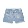 Girls Tractr Cut Off | High Rise Metallic Foil Fray Hem Denim Shorts Indigo