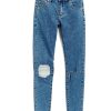 Girls Tractr Distressed | Diane - Mid Rise Skinny With Destruction Indigo