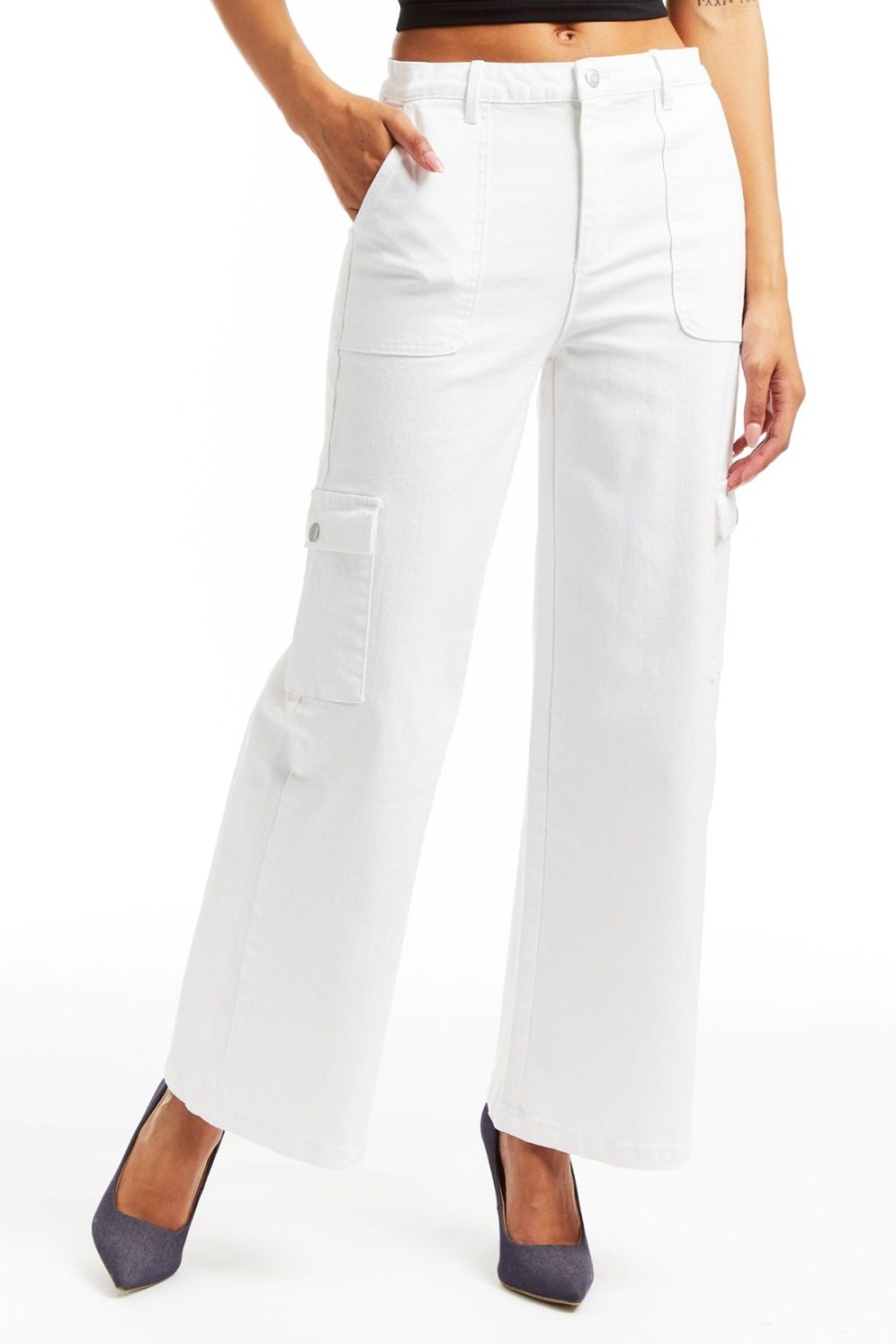 Women Tractr Cargo | Patch Pocket Cargo Straight White