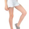 Girls Tractr Cut Off | Ruffled Hem Short 3 Inch Inseam In White