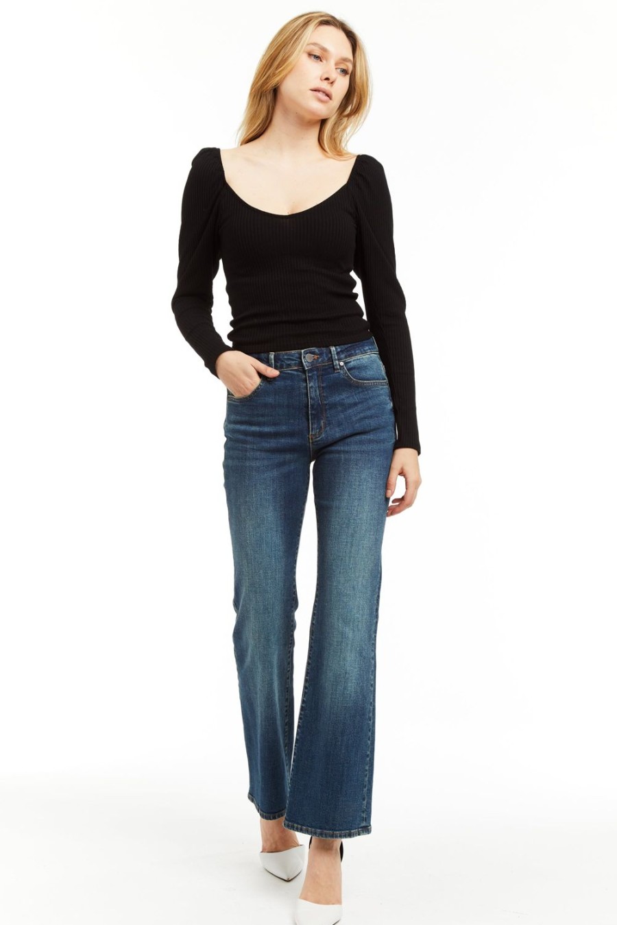 Women Tractr Bootcut | High Rise Bootcut Jeans Medium Indigo