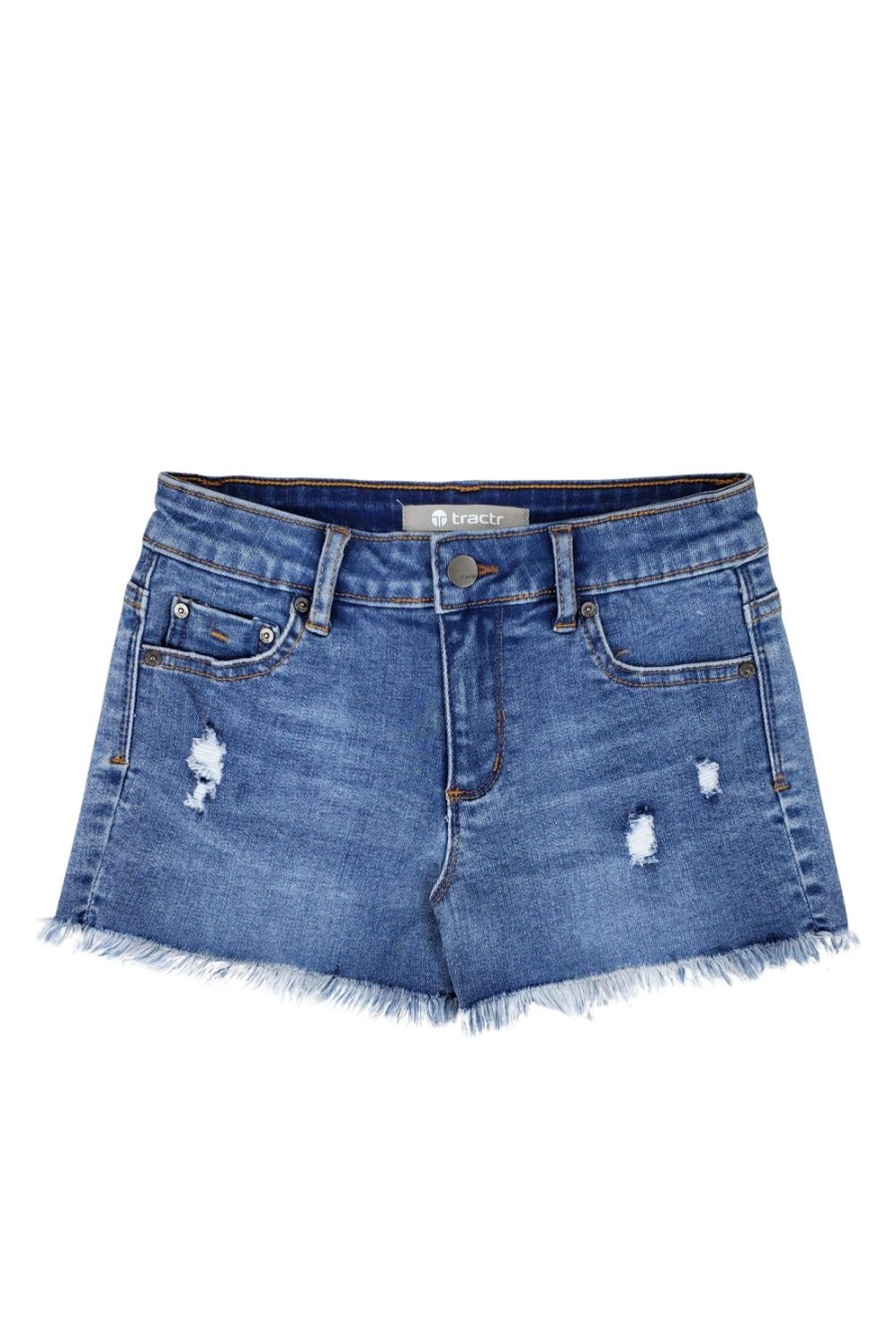 Girls Tractr Cut Off | Five Pocket Fray Hem Shorts In Indigo