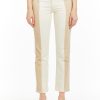 Women Tractr High Rise | Combo Corduroy Front Yoke Straight Cream