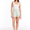 Women Tractr High Rise | Holly - Paperbag Linen Short Green Stripe