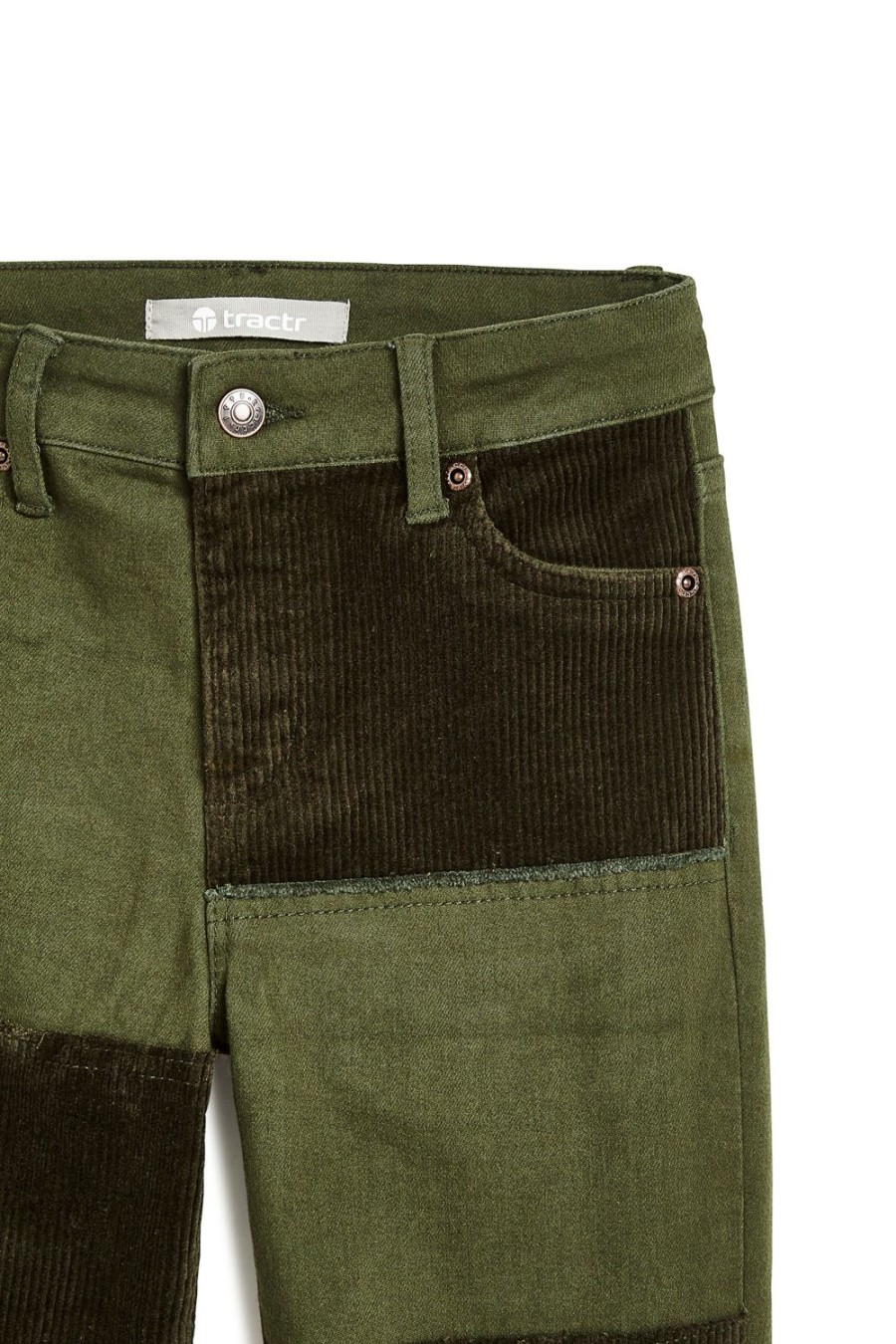 Girls Tractr Flare | Combo Corduroy Twill Patch Sexy Flare Olive