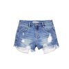 Girls Tractr Cut Off | High Waist Weekender Distressed Fray Hem Short In French Blue