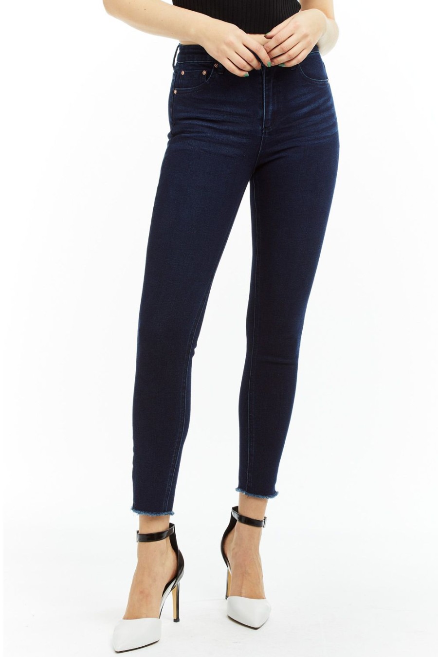 Women Tractr Skinny | Mona - Fray Hem Skinny Indigo