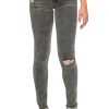 Girls Tractr Distressed | Diane - Mid Rise Skinny With Destruction And Fray Hem Grey