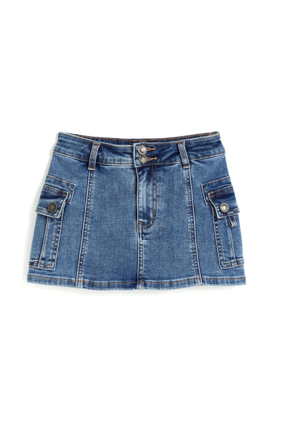 Girls Tractr Cargo | Cargo Pocket Denim Skort Indigo