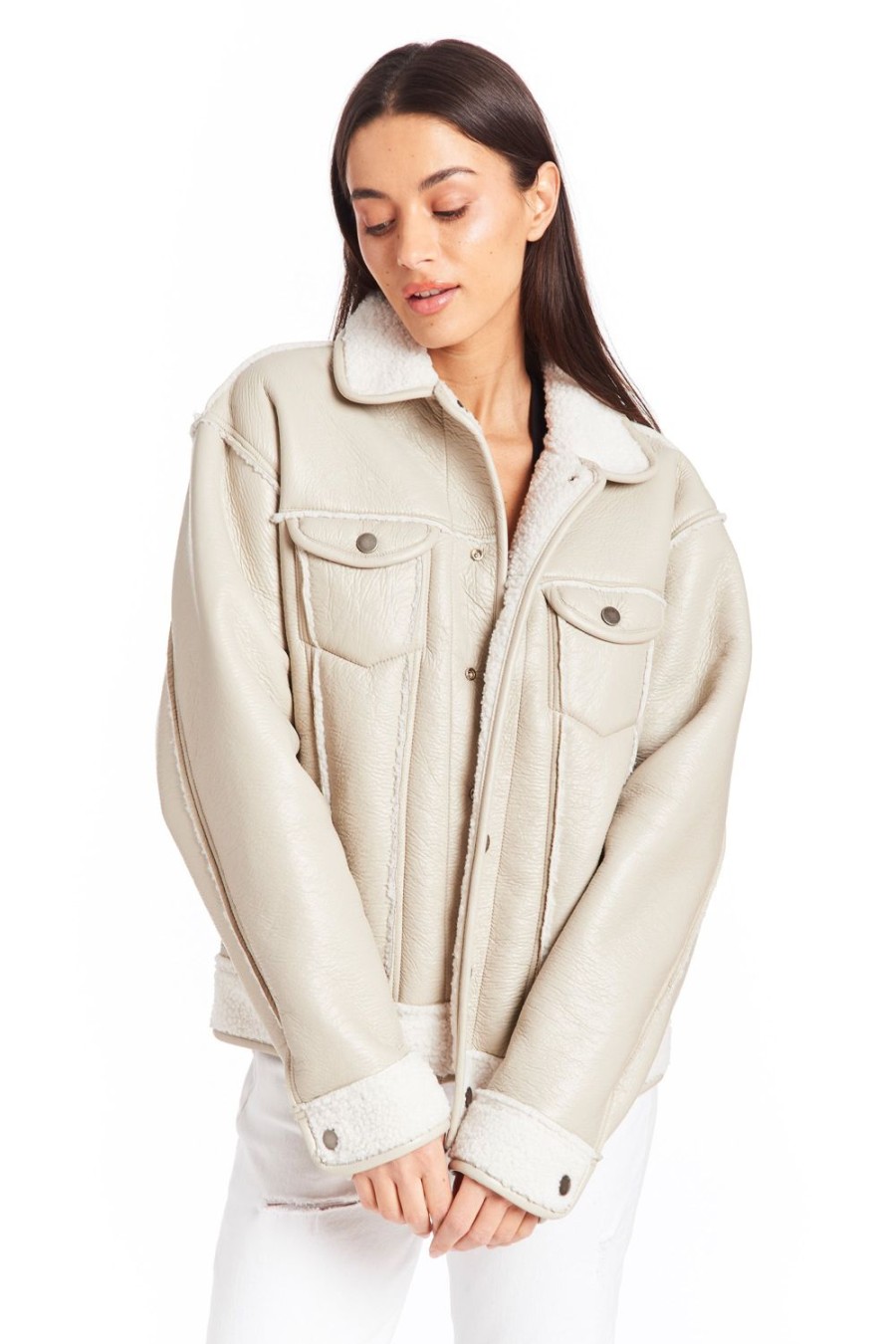 Women Tractr Reversible | Reversible Sherpa Button Down Jacket