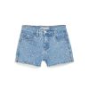 Girls Tractr Mid Rise | Brittany - Mid Rise Fray Hem Short With Ditsy Floral Embroidery Indigo