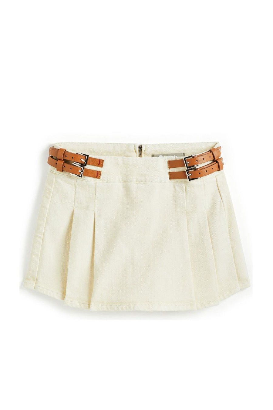 Girls Tractr Pleated | Double Belted Pleated Skort Cream