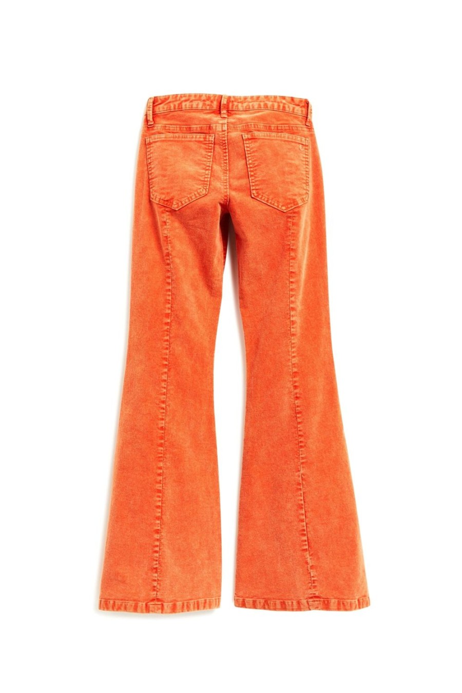 Girls Tractr Flare | High Rise Acid Wash Color Flare Orange