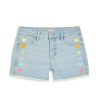 Girls Tractr Cut Off | Brittany - Colorful Heart Print Short Light Indigo