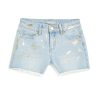 Girls Tractr Cut Off | Brittany - Foil Splattered Fray Hem Short Light Indigo