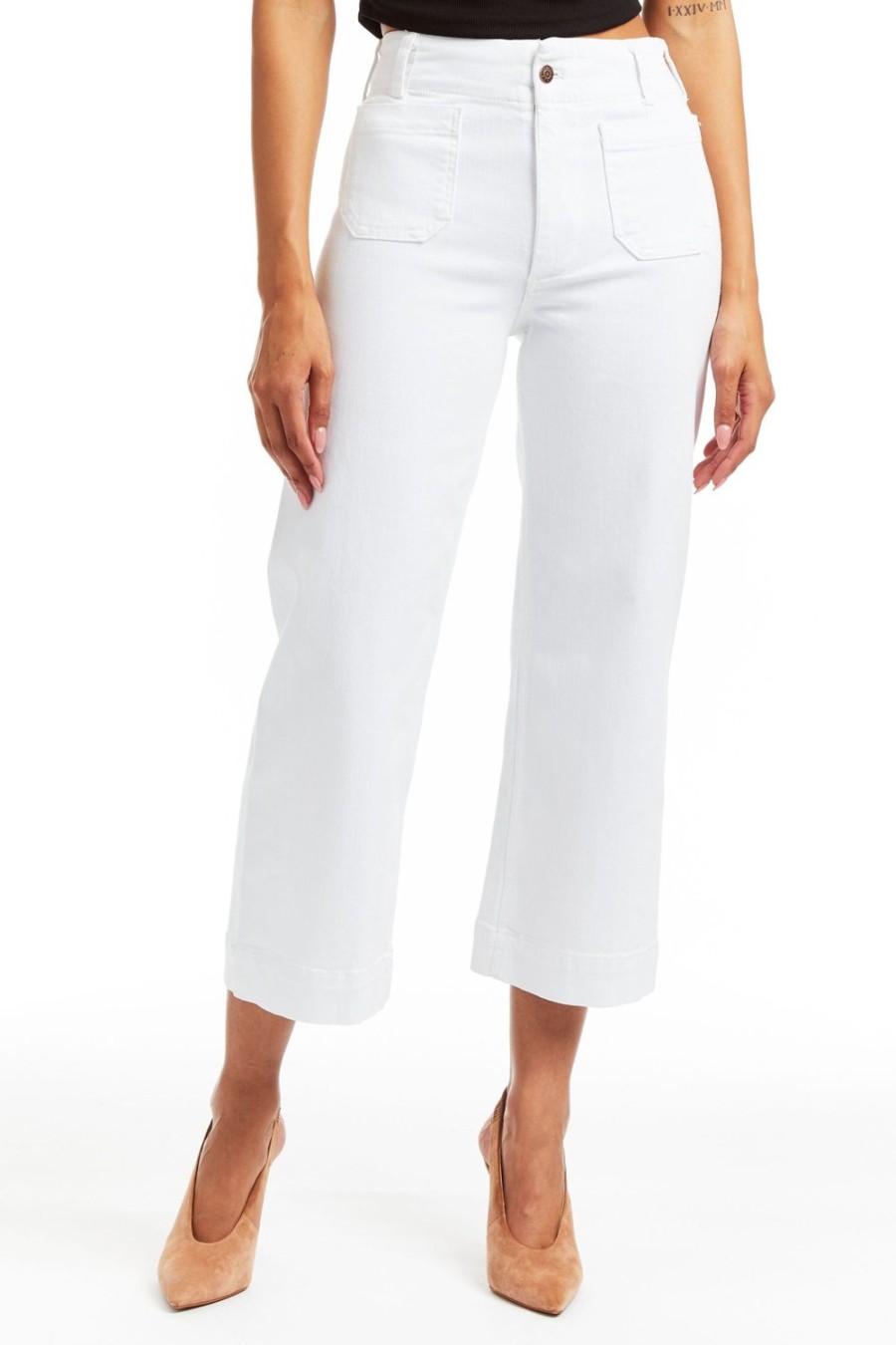 Women Tractr High Rise | Patch Pocket Wide Leg White