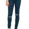 Girls Tractr Distressed | Diane - Basic Destructed Mid Rise Skinny With Fray Hem In Dark Indigo