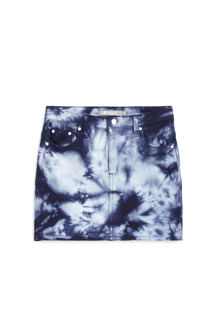 Girls Tractr Mini | Lisa Basic Mini French Terry Tie Dye Skirt Blue