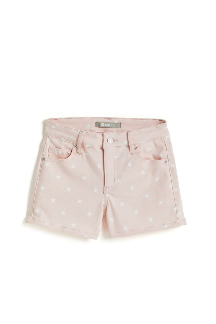 Girls Tractr Mid Rise | Brittany - Star Print Color Short With Fray Hem Pink