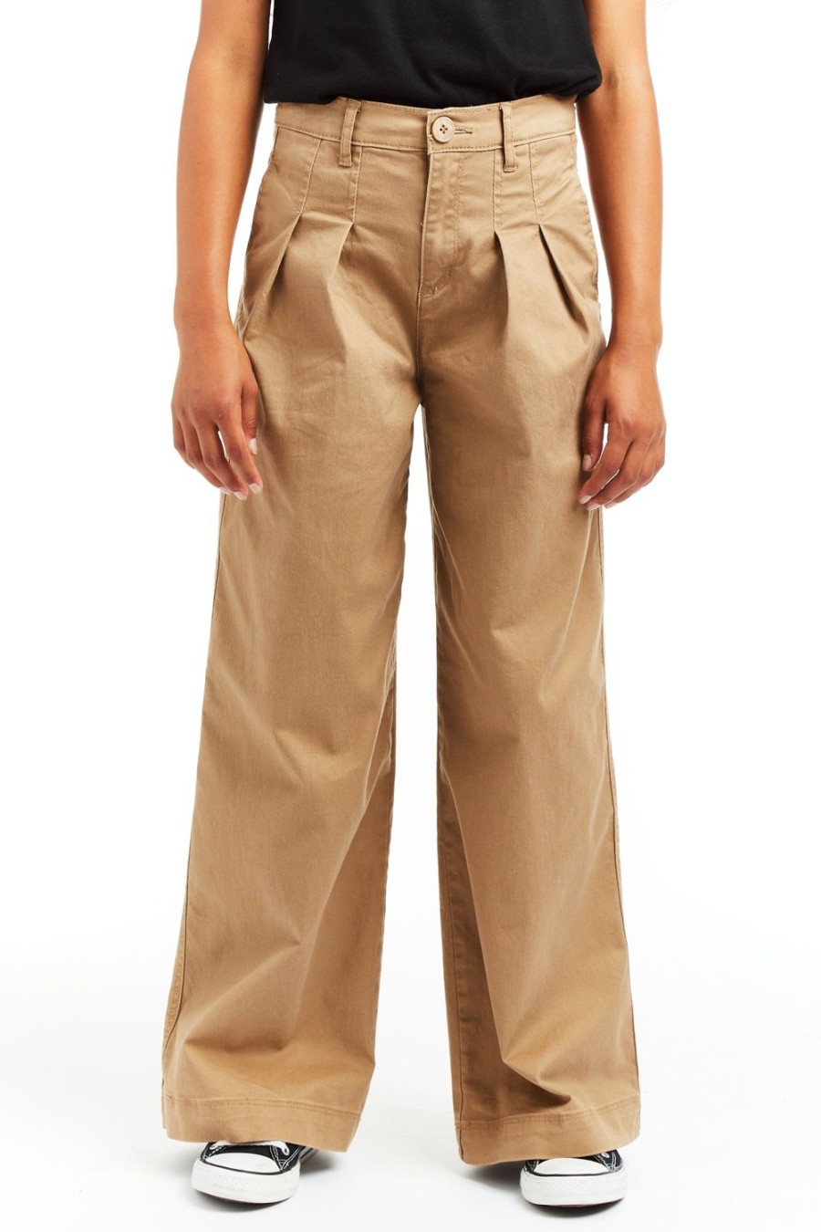 Girls Tractr High Rise | High Rise Pleated Wide Leg In Khaki Khaki 1