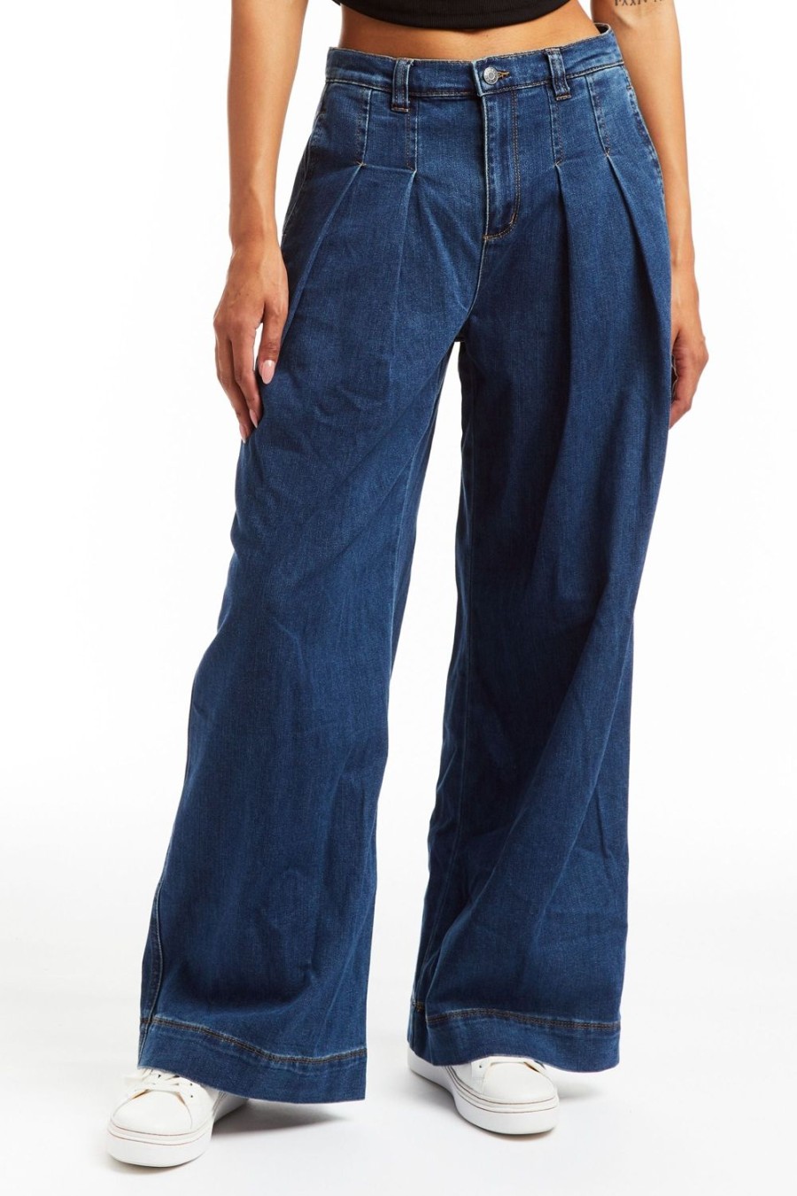 Women Tractr Wide Leg | Pleated Wide Leg Pants Indigo