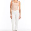 Women Tractr Ankle Length | Mona - Embroidered Hem Skinny Crop In White