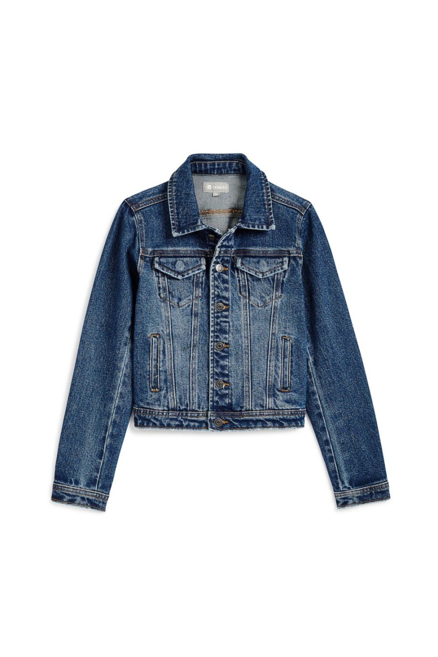 Girls Tractr Denim | Loretta - Basic Denim Jacket In High Tide