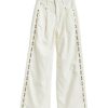 Girls Tractr High Rise | Embroidered Side Pleated Leg Pant White