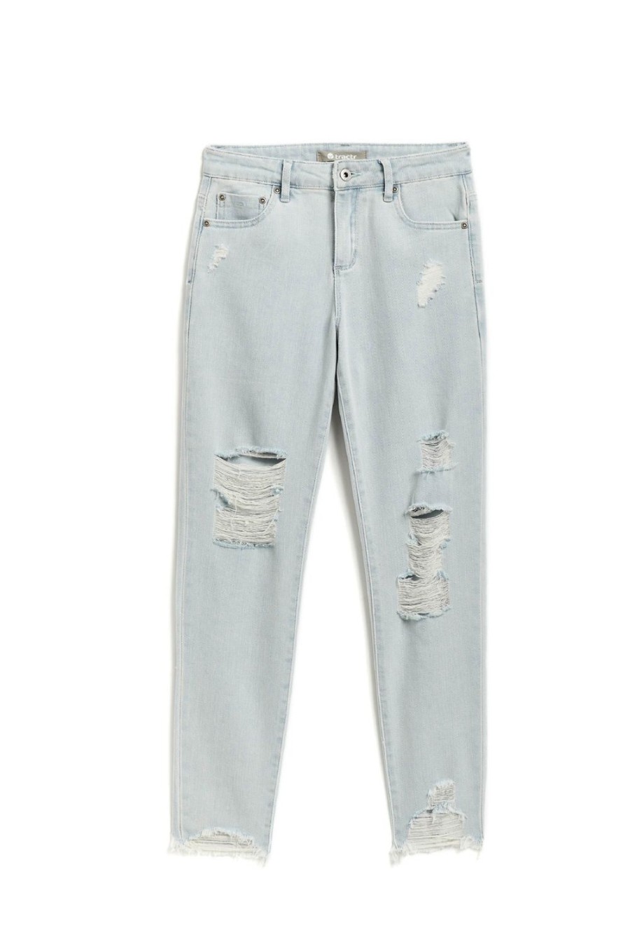 Girls Tractr Distressed | Destructed Weekender Pants In Light Indigo