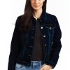 Women Tractr Denim | Loretta Basic Denim Jacket In Dark Indigo