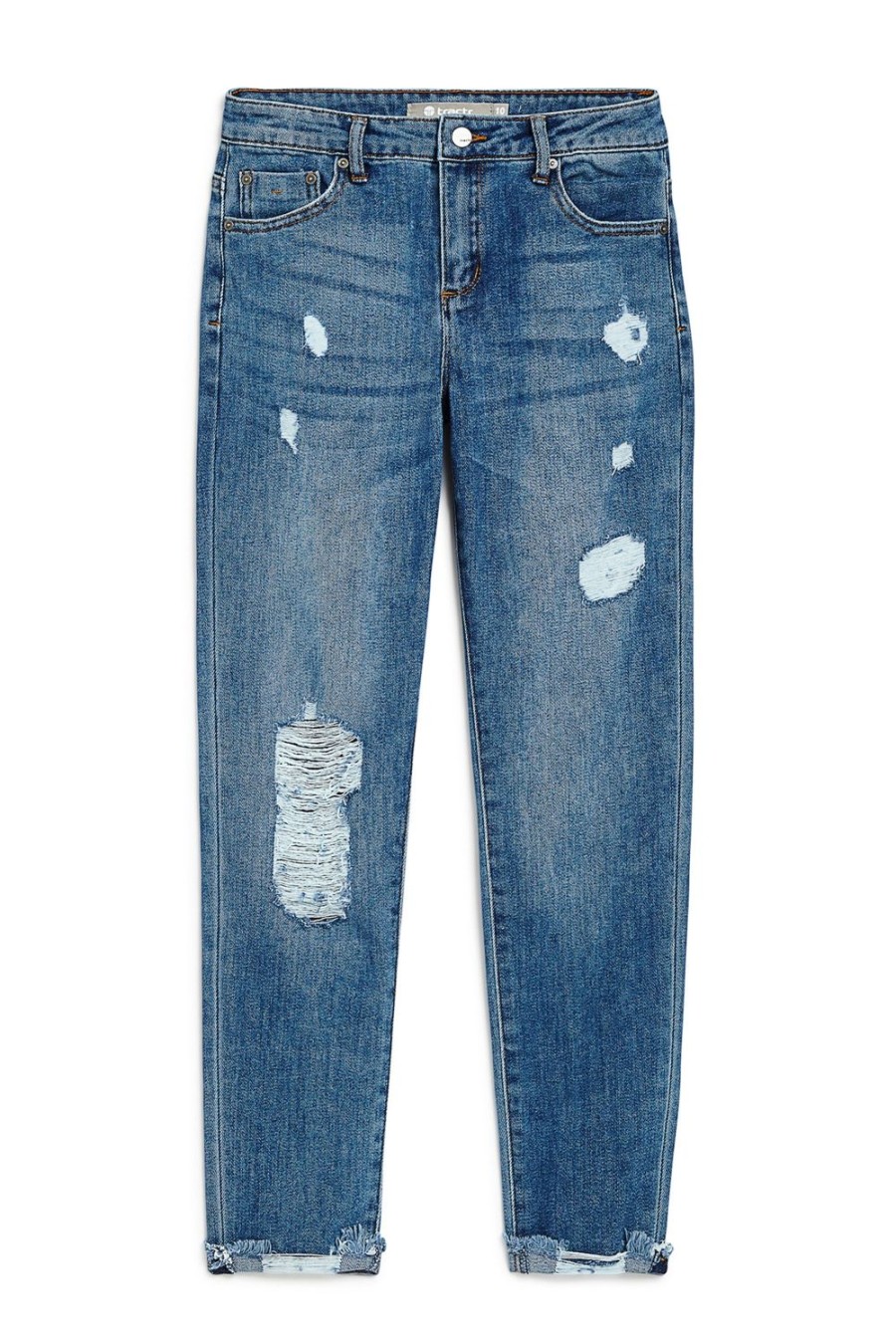 Girls Tractr Distressed | High Rise Distressed Weekender Pants In Blue Dreams