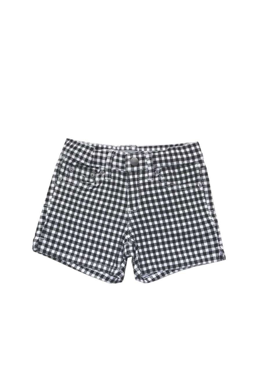 Girls Tractr Mid Rise | Gingham Printed Basic Short