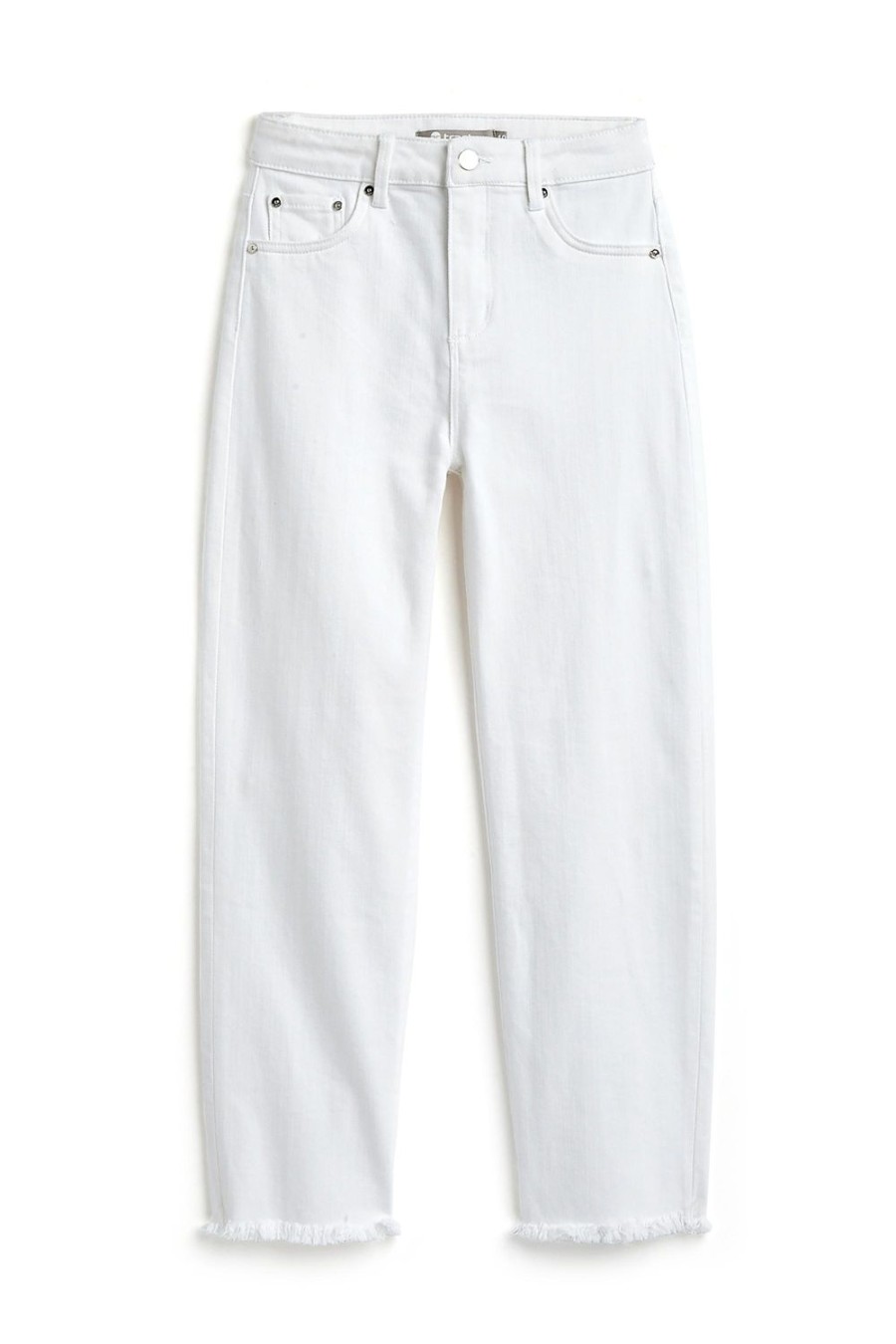 Girls Tractr High Rise | High Rise Slim Straight With Raw Edge Hem In White