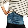 Girls Tractr Denim | Mixed Denim Pleated Hem Mini Skirt Indigo