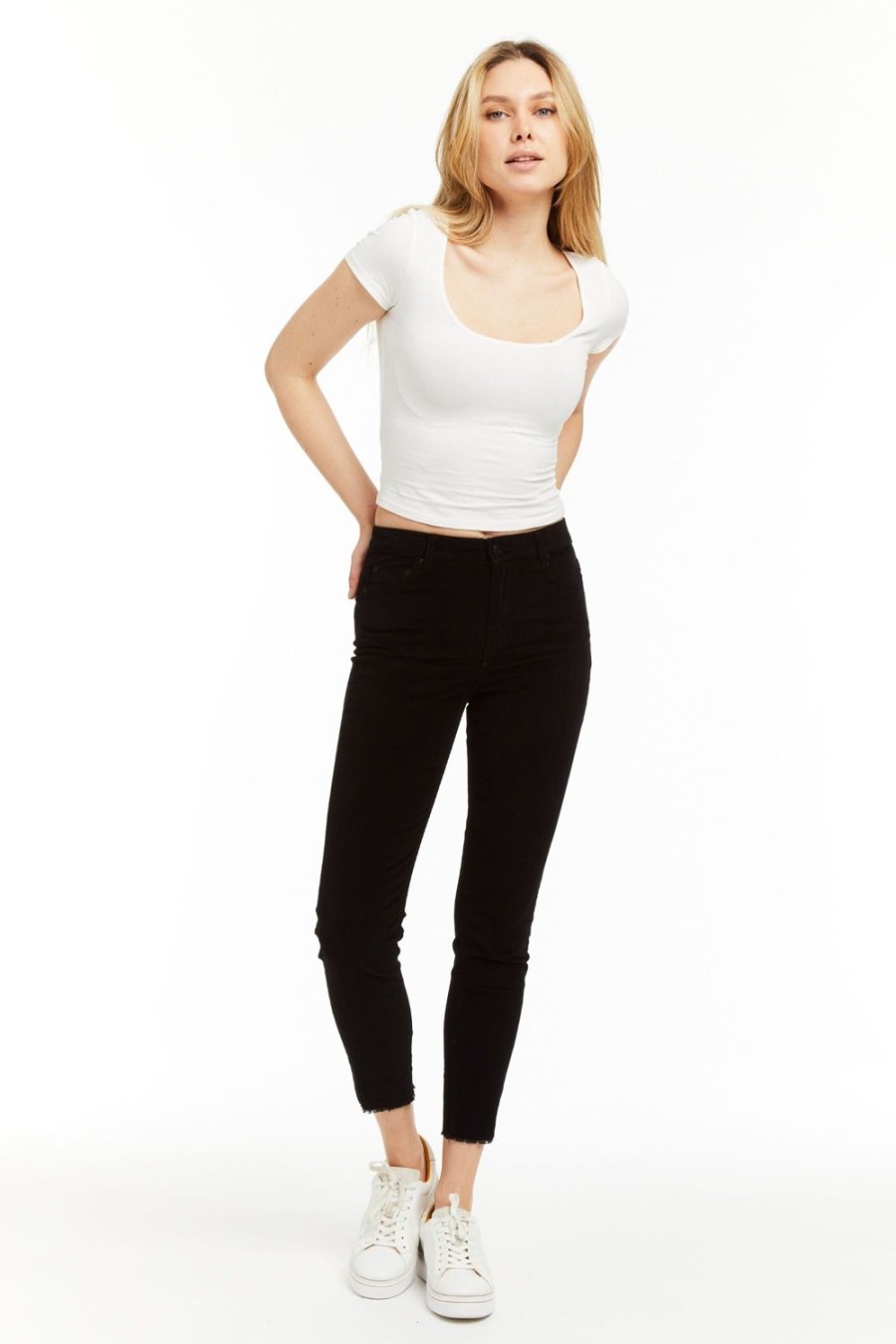 Women Tractr High Rise | Mona - Corduroy Skinny With Fray Hem