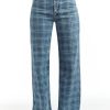 Women Tractr Straight Leg | Retro Plaid Straight Jean Indigo