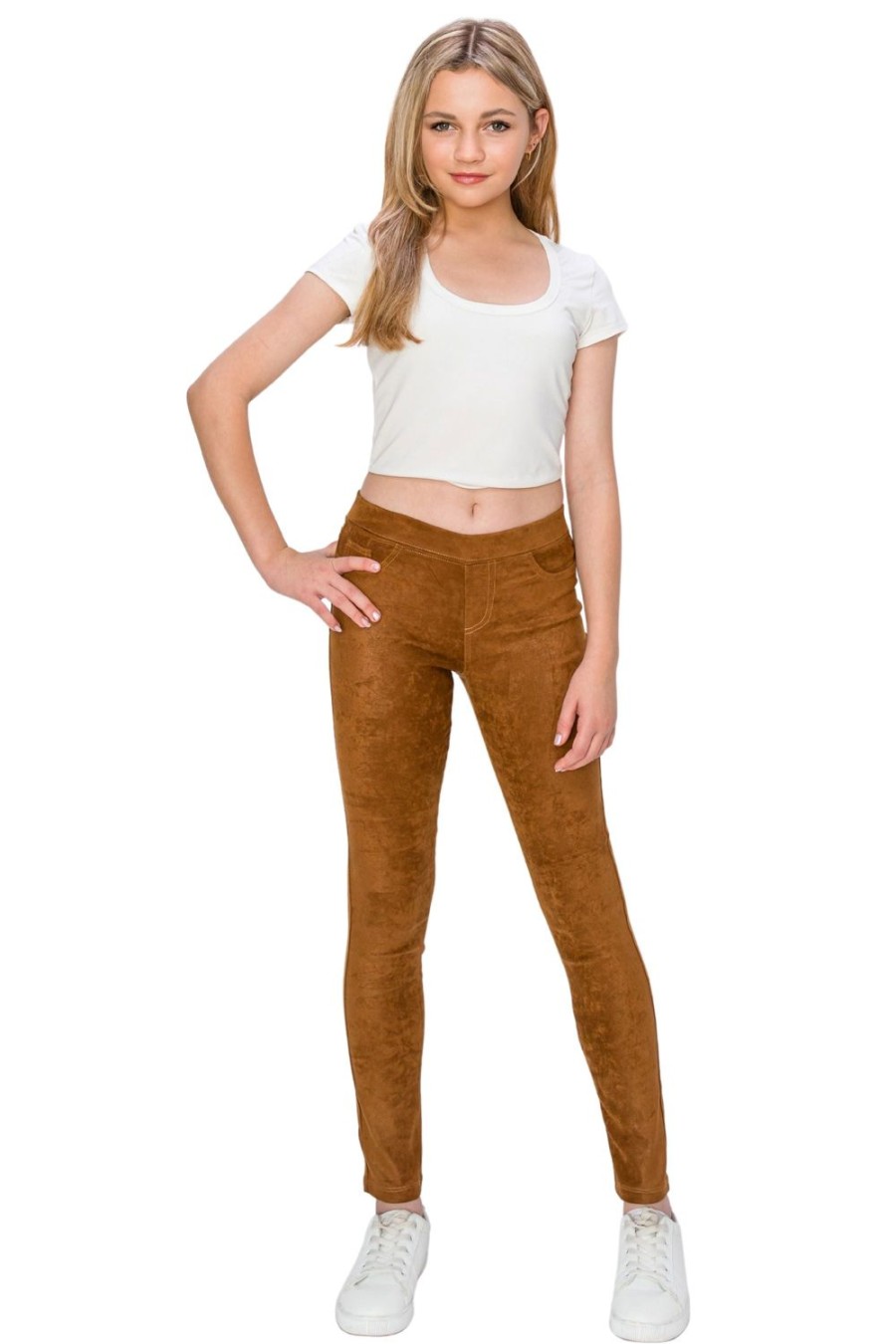 Girls Tractr Skinny | Verna - Glitter Suede Pull On Skinny