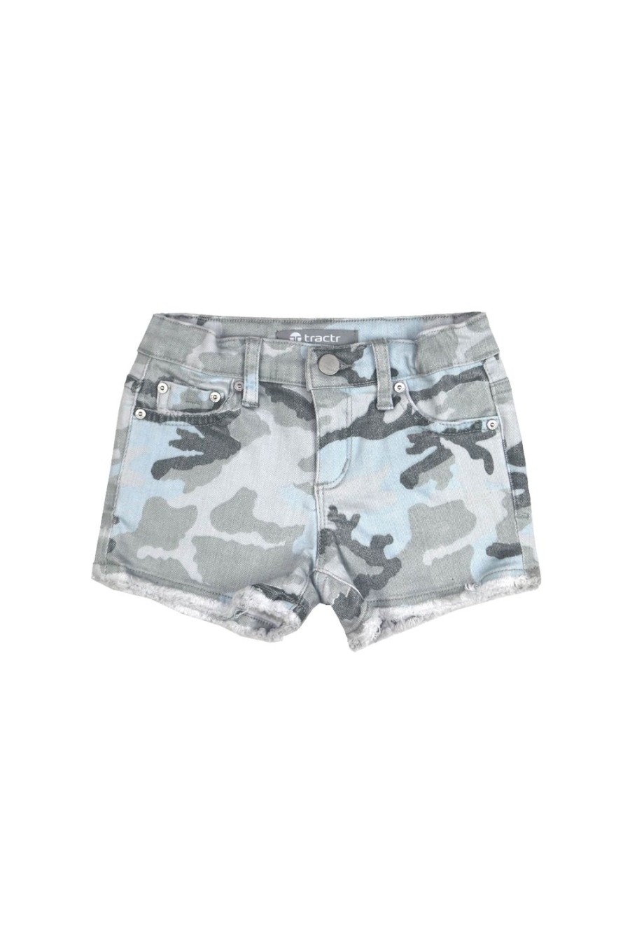 Girls Tractr Cut Off | Brittany - Fray Camo Shorts Grey