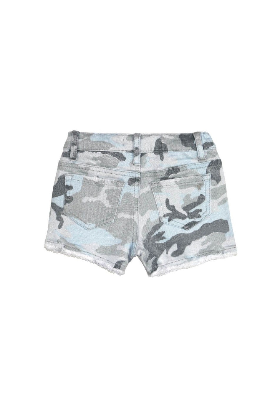 Girls Tractr Cut Off | Brittany - Fray Camo Shorts Grey