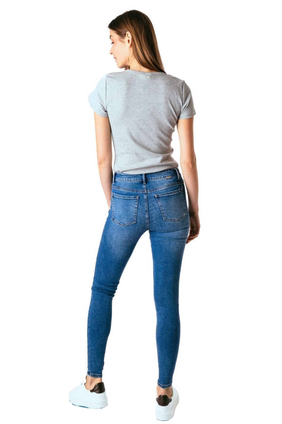 Women Tractr Mid Rise | Diane - Basic Mid-Rise Skinny Pant In Nautical Blue