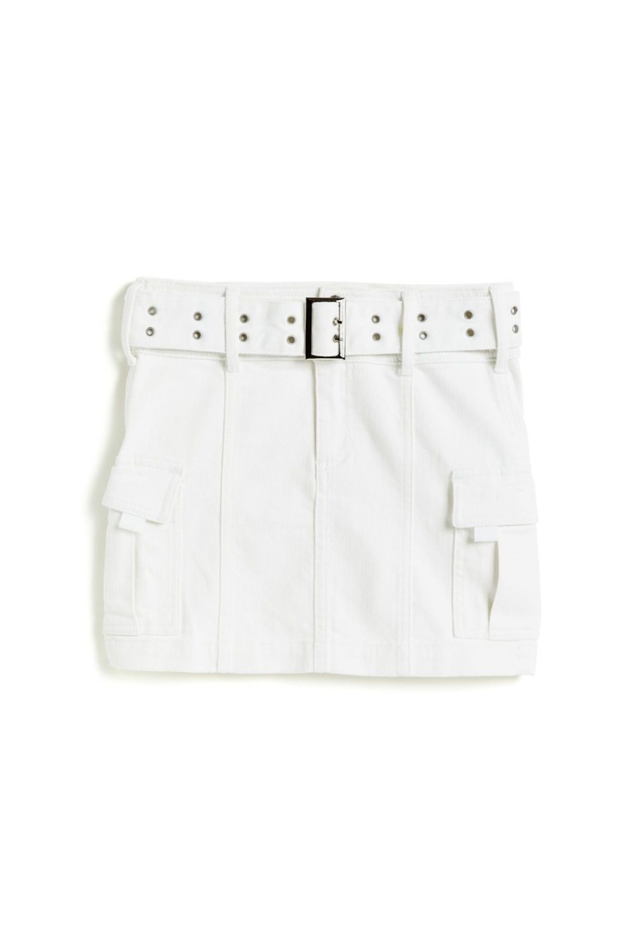 Girls Tractr Cargo | Wide Belt Cargo Skirt White