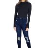 Women Tractr Ankle Length | Nina - High Rise Destructed Skinny In Dark Indigo